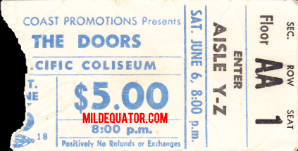 The Doors - Vancouver PNE Coliseum 1970 - Ticket
