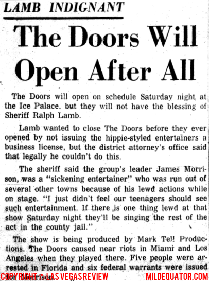 The Doors - Las Vegas Ice Palace 1969 - Article