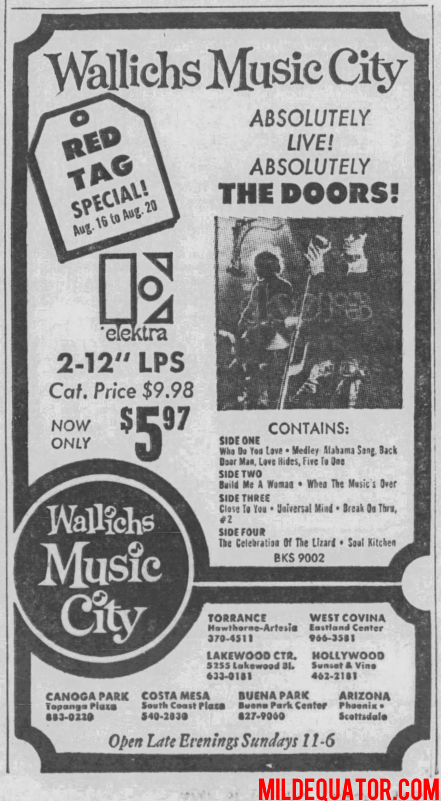 The Doors - Absolutely Live! Record Store Ad