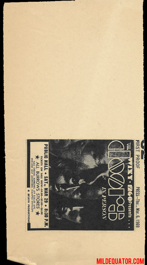 The Doors - Cleveland 1969 - Print Ad Proof