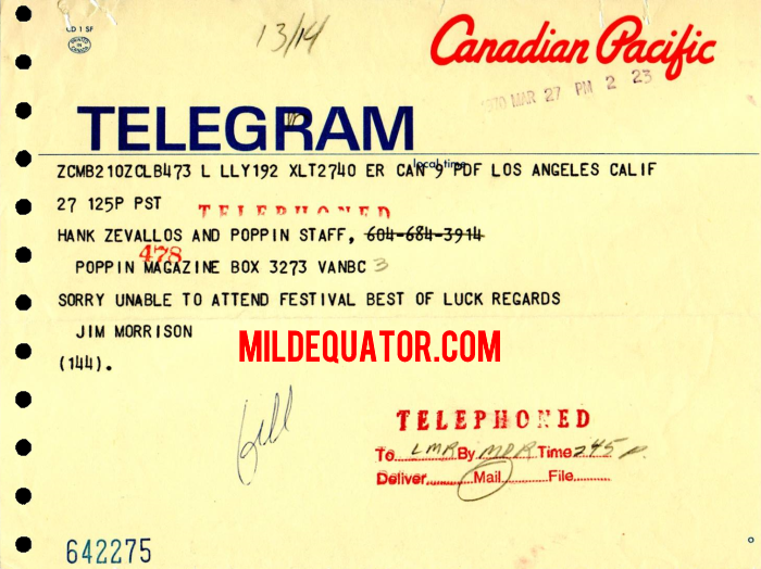 The Jim Morrison Film Festival - Telegram